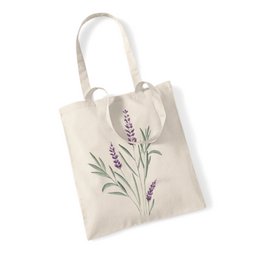 Jute bag "lavender" - sustainable fabric bag with a floral motif