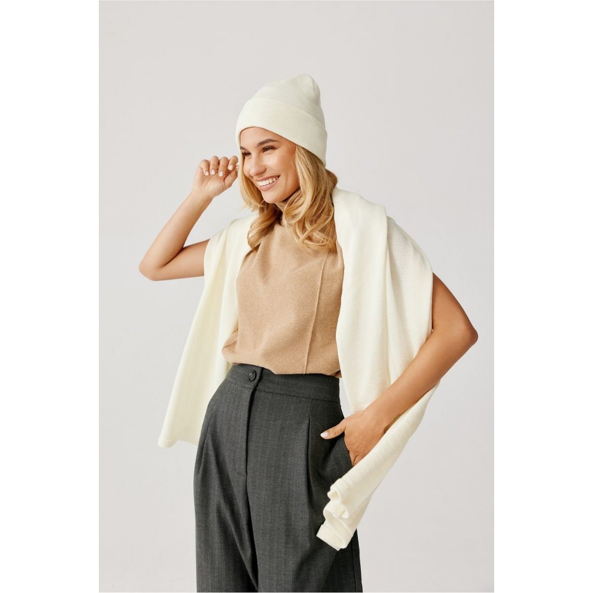 Gorro NAOMI - 100% lana merino - crudo