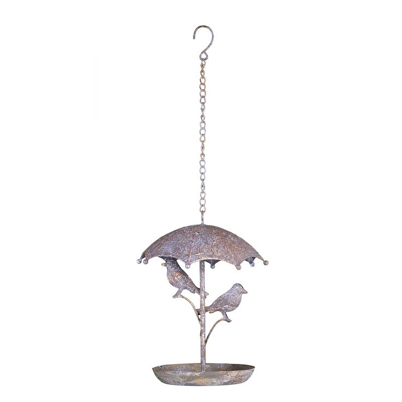 Bird bath for hanging made of metal - round