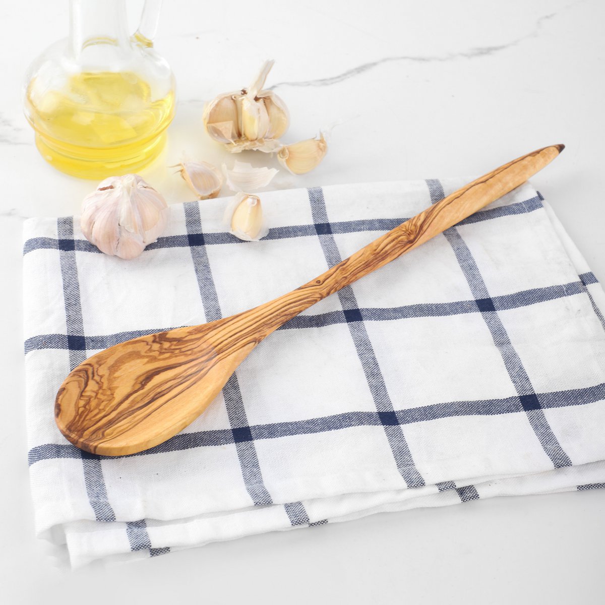 Olive Wood Cooking Spoon – Handmade with Acute Handle