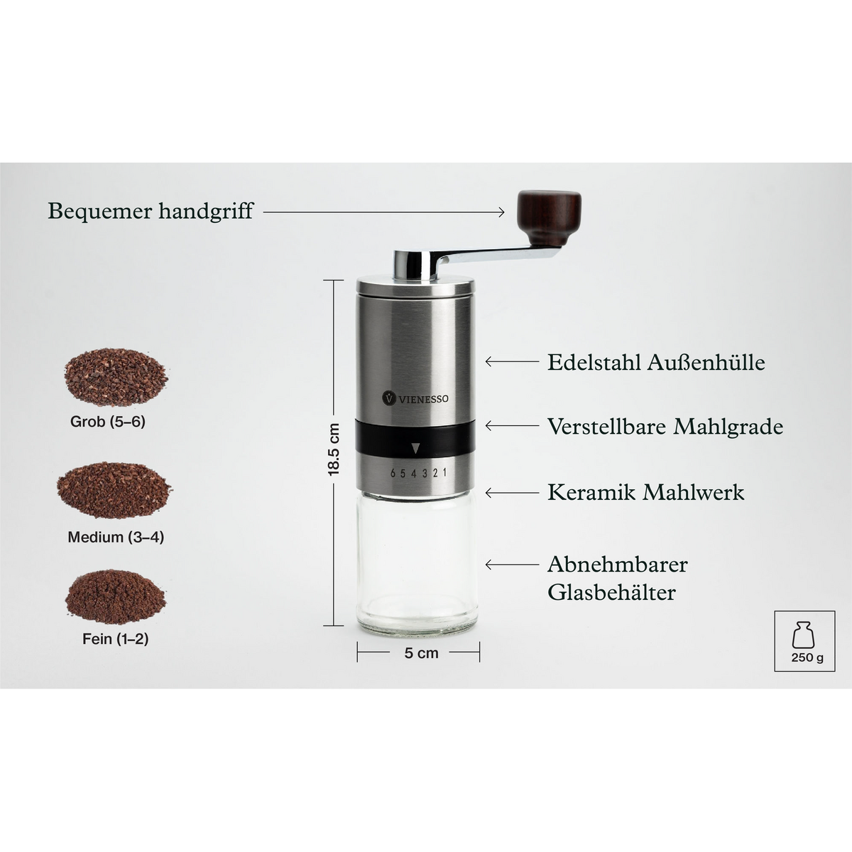 Manuel hånd kaffekværn med keramisk kværn