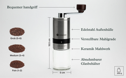 Manuelle Handkaffeemühle mit Keramik-Mahlwerk