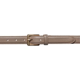 RB4022AQ | Damesriem gemaakt in Italië van echt dollar generfd leer. Gesp met glanzende gouden afwerking. Taupe kleur. Afmetingen: 115 x 2,5 x 0,5 cm (taille 100 cm)