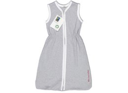 Gray melange sleeping bag with white accents, available in various sizes with or without sleeves.