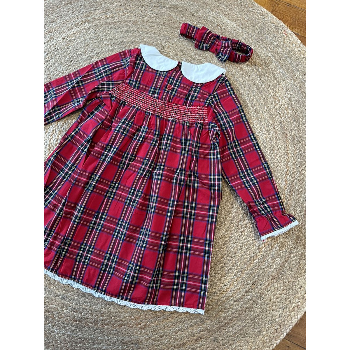 Merry Plaid Christmas Dress + Headband