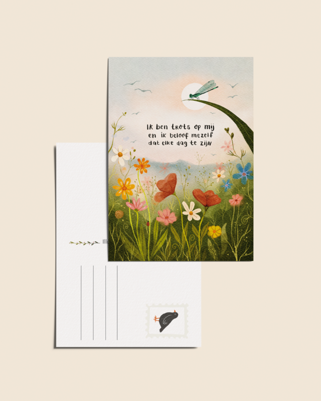 “I'm proud of me” – A6 Illustrated Postcard | 350gsm Tintoretto Gesso