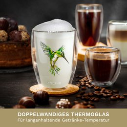 Creano Doppelwand-Teeglas Kolibri 250ml grün Geschenkbox