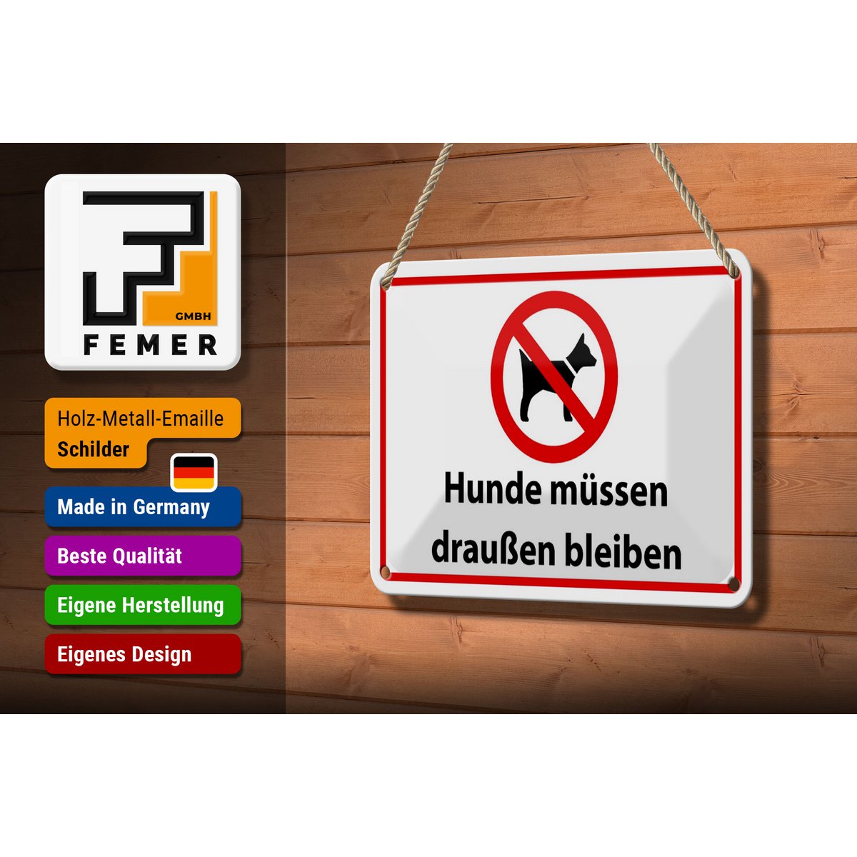 Tin sign notice 18x12cm dogs must stay outside decoration