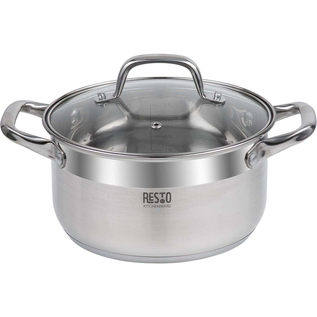 RESTO 92003 Libra Kookpan - 3.6 Liter - Rond Ø20 cm - Roestvrijstaal - Inductie Pan - Braadpan met Glazen Deksel