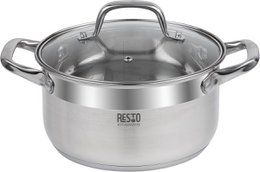 RESTO 92003 Pentola Libra - 3,6 litri - Rotonda Ø20 cm - Acciaio inossidabile - Pentola a induzione - Padella con coperchio in vetro
