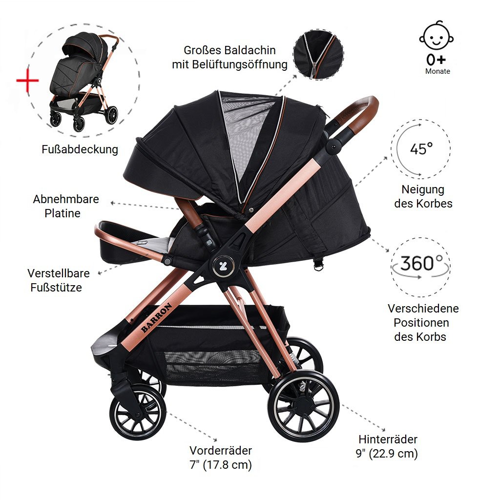 Poussette bébé Barron 3 en 1