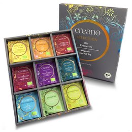 This organic herbal tea gift box contains a variety of 27 different tea flavors, including chamomile, peppermint, and green tea. The box features a colorful, floral design and has received a "very good" rating from a German product testing organization.