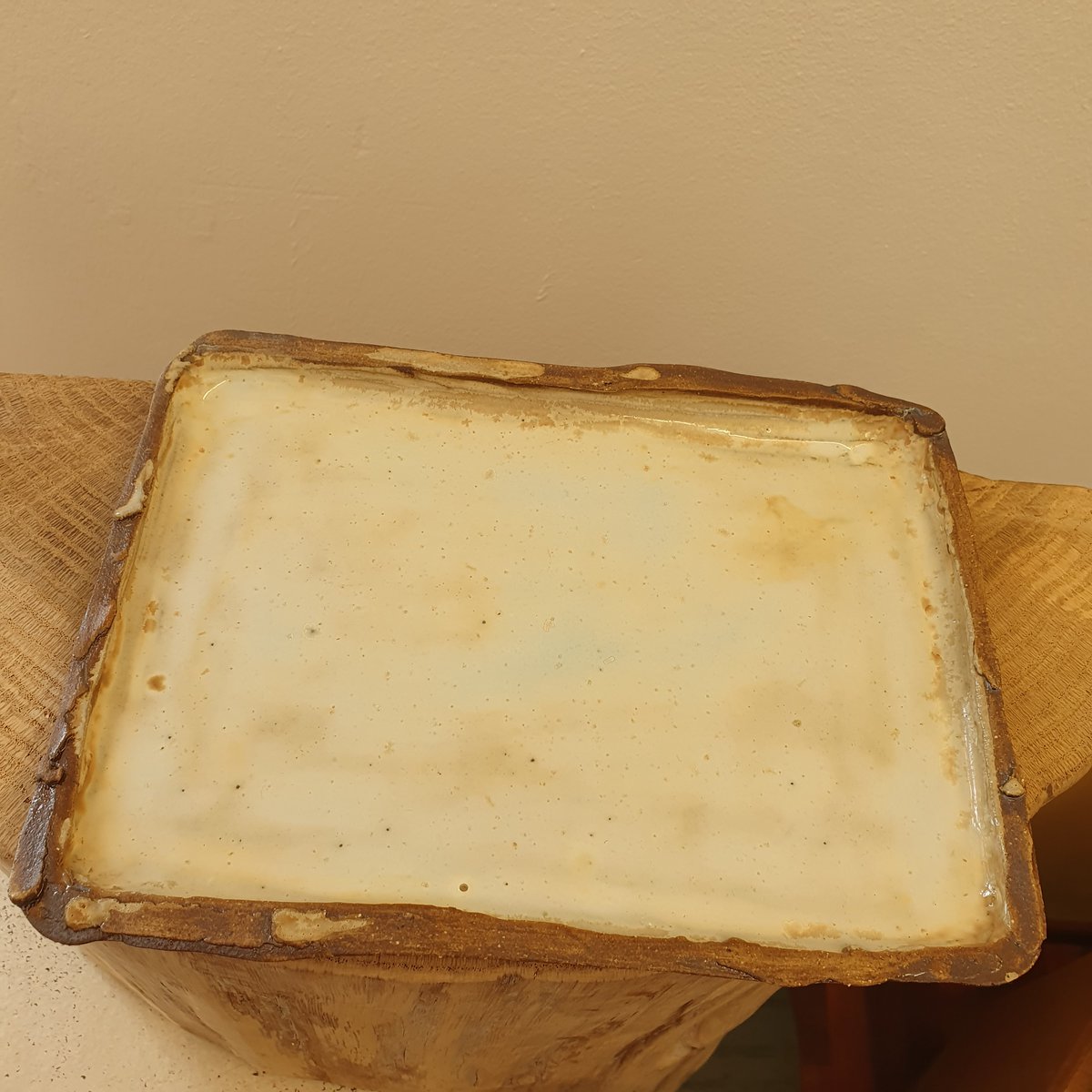 Tray approx. 28 (W) cm x 16.5 (L) cm x 1.5 cm (H)) crockery, handmade, stoneware, unique, creamy white, matt