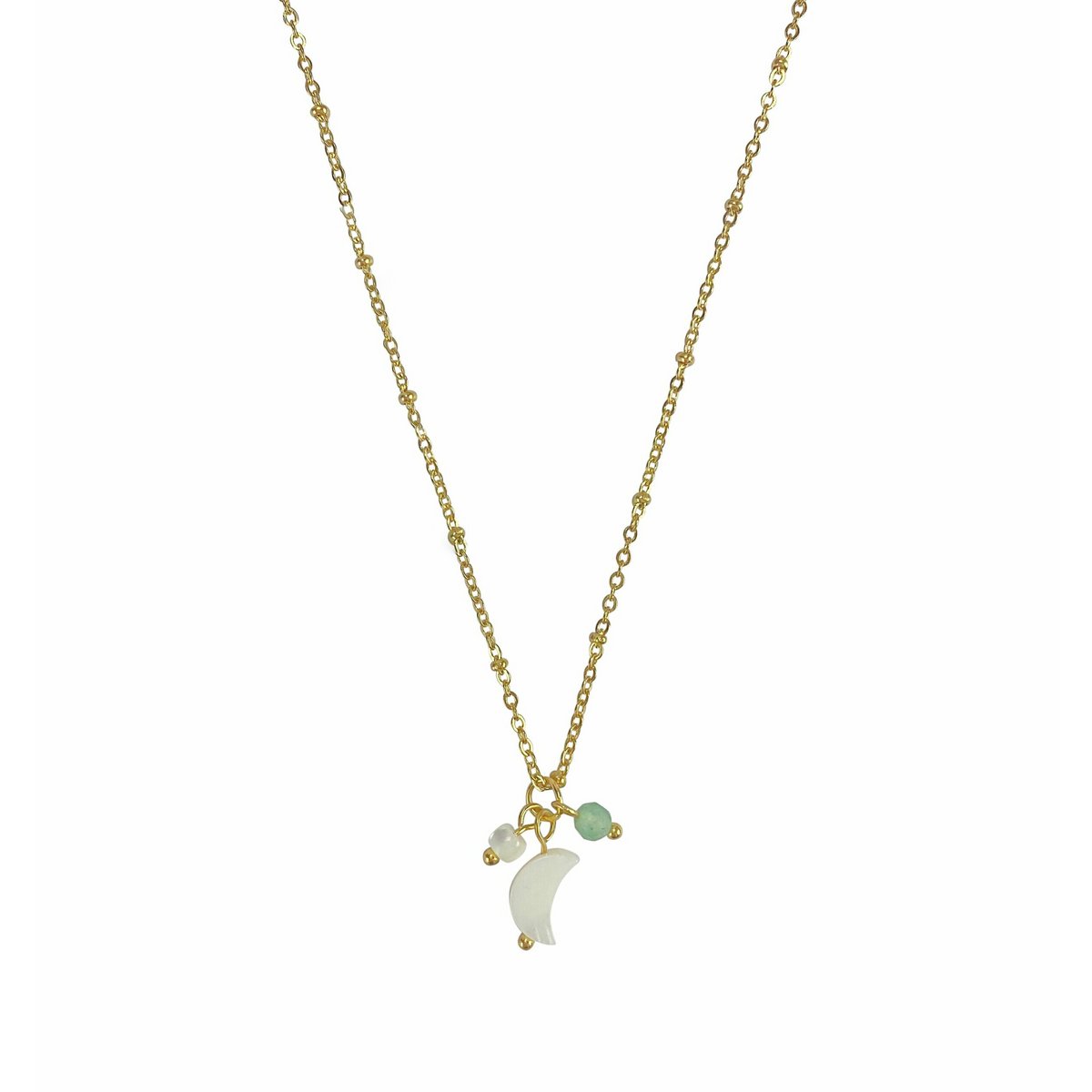 Halskæde Shell Moon & Aventurine - Guld