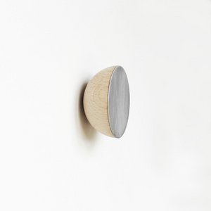 Ronde Beukenhout & Aluminium Muurhaak / Knop