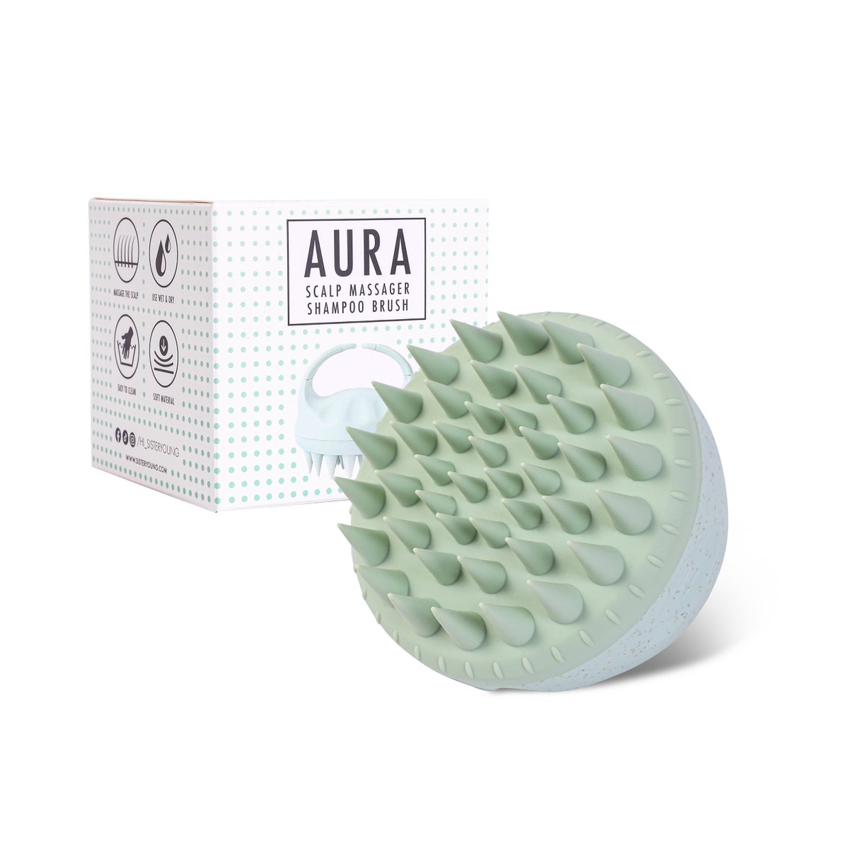 Sister Young l AURA Scalp Massager Brush for Washing and Head Massage