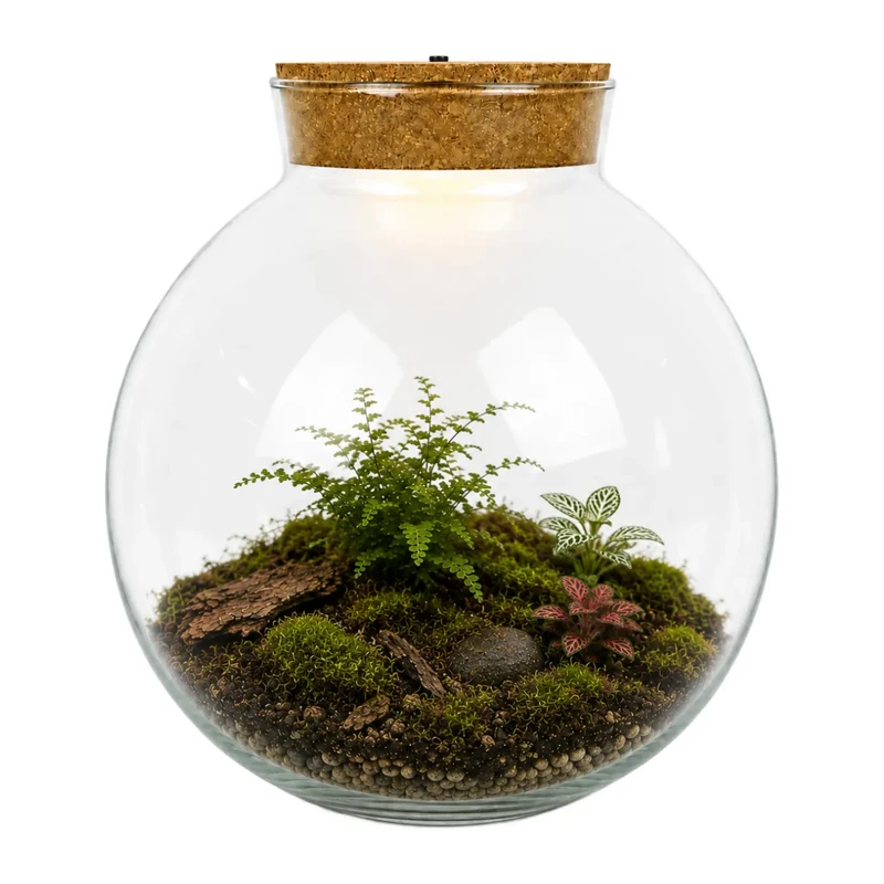 Glass Terrarium with LED Cork W-487B 23 cm