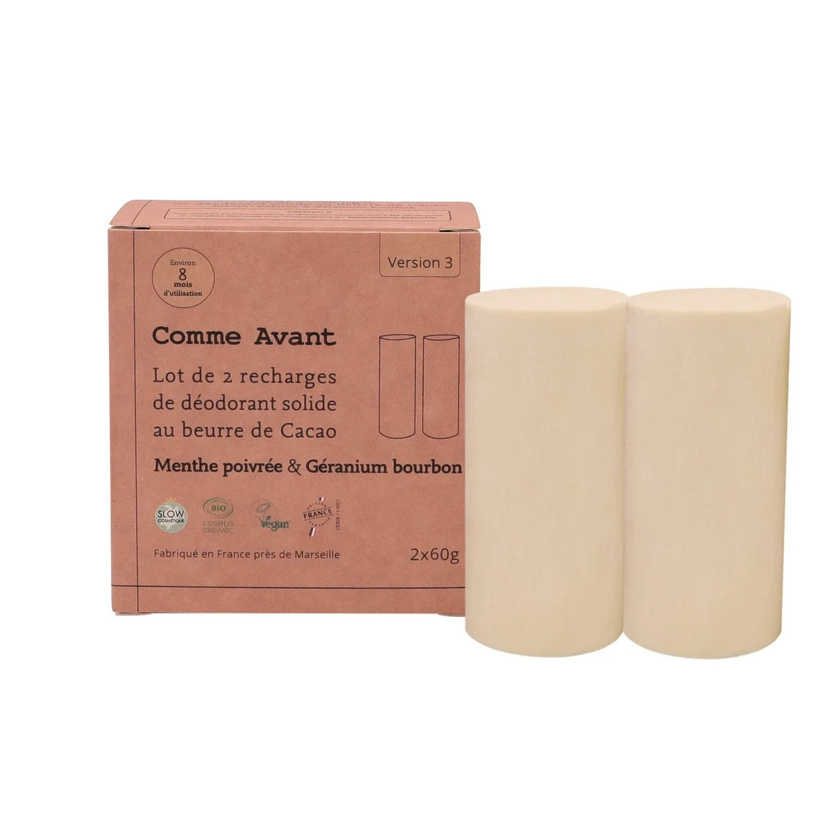 Solid deodorant with cocoa butter