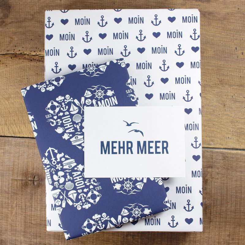 Maritiem inpakpapier Moin gemaakt van gerecycled papier