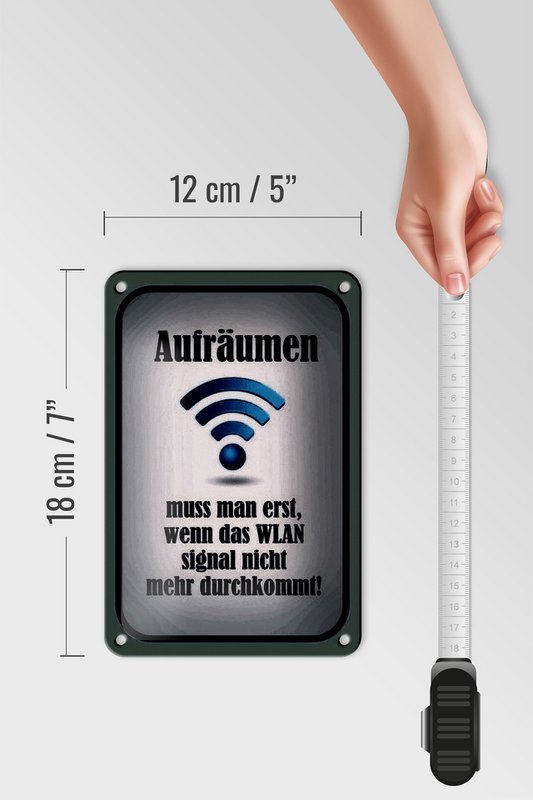 Panneau en étain indiquant 12x18 cm, nettoyez lorsque le WiFi n'est pas sur la décoration