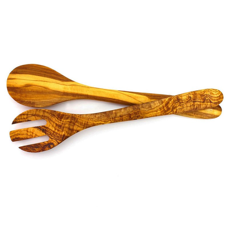 Rustic wooden salad servers