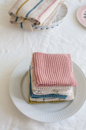 Molly gebreide vaatdoek, roze + streep