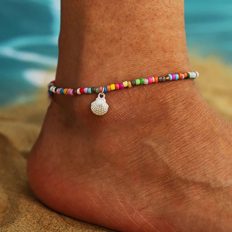 Bohemia Multilayer Rice Bead Ankelsæt til Kvinder Fashion Starfish Vedhæng Ankelkæder Sommer Sandstrand Ankelkæde På Ben Smykker