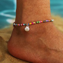 Bohemia Multilayer Rice Bead Ankelsæt til Kvinder Fashion Starfish Vedhæng Ankelkæder Sommer Sandstrand Ankelkæde På Ben Smykker