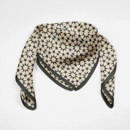 Black and Cream Silk Square Scarf Nujum