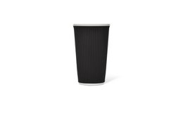 Beker porselein LAP 450ml met silic. grip ribbel Black