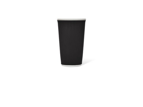Porcelain cup LAP 450ml with silicon. grip rib Black