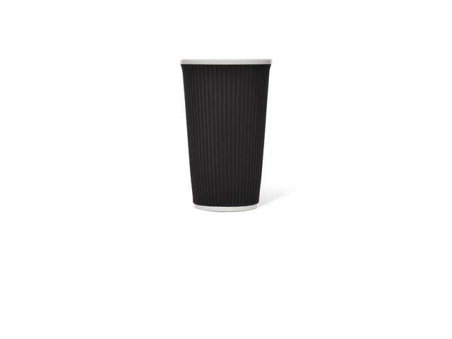 Beker porselein LAP 450ml met silic. grip ribbel Black