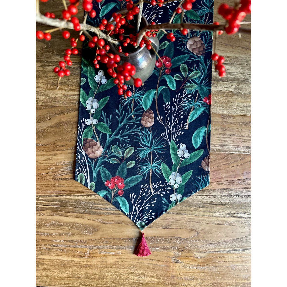 Christmas Table Runner with Tassels, different sizes | Christmas Forest