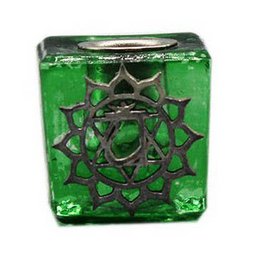 GLAS WÜRFEL GRÜN KERZENHALTER-HERZ