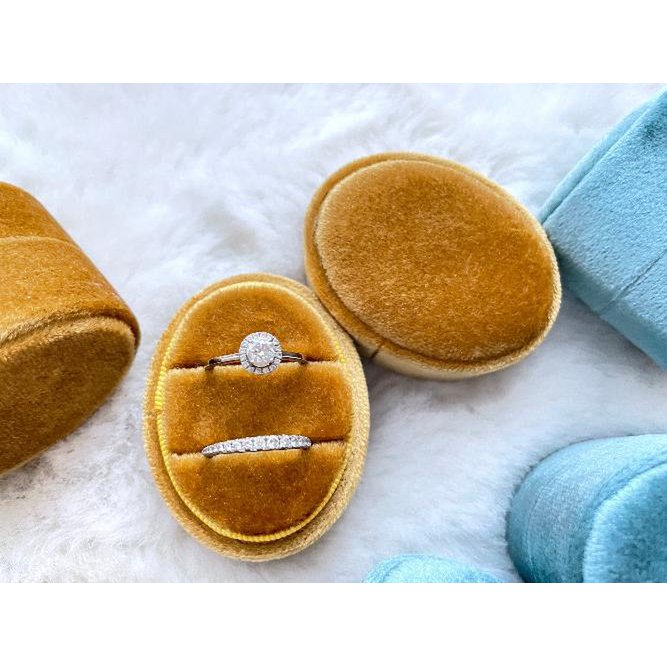 Oval velvet Wedding Ring Box & Proposal Ring Box