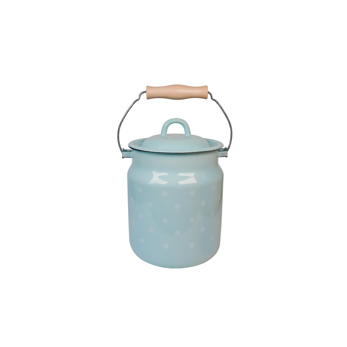 Emalje mælk kan polka dot blå 3,3L isabelle rose