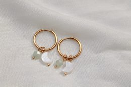 Øreringe Shell Moon & Aventurine - Guld