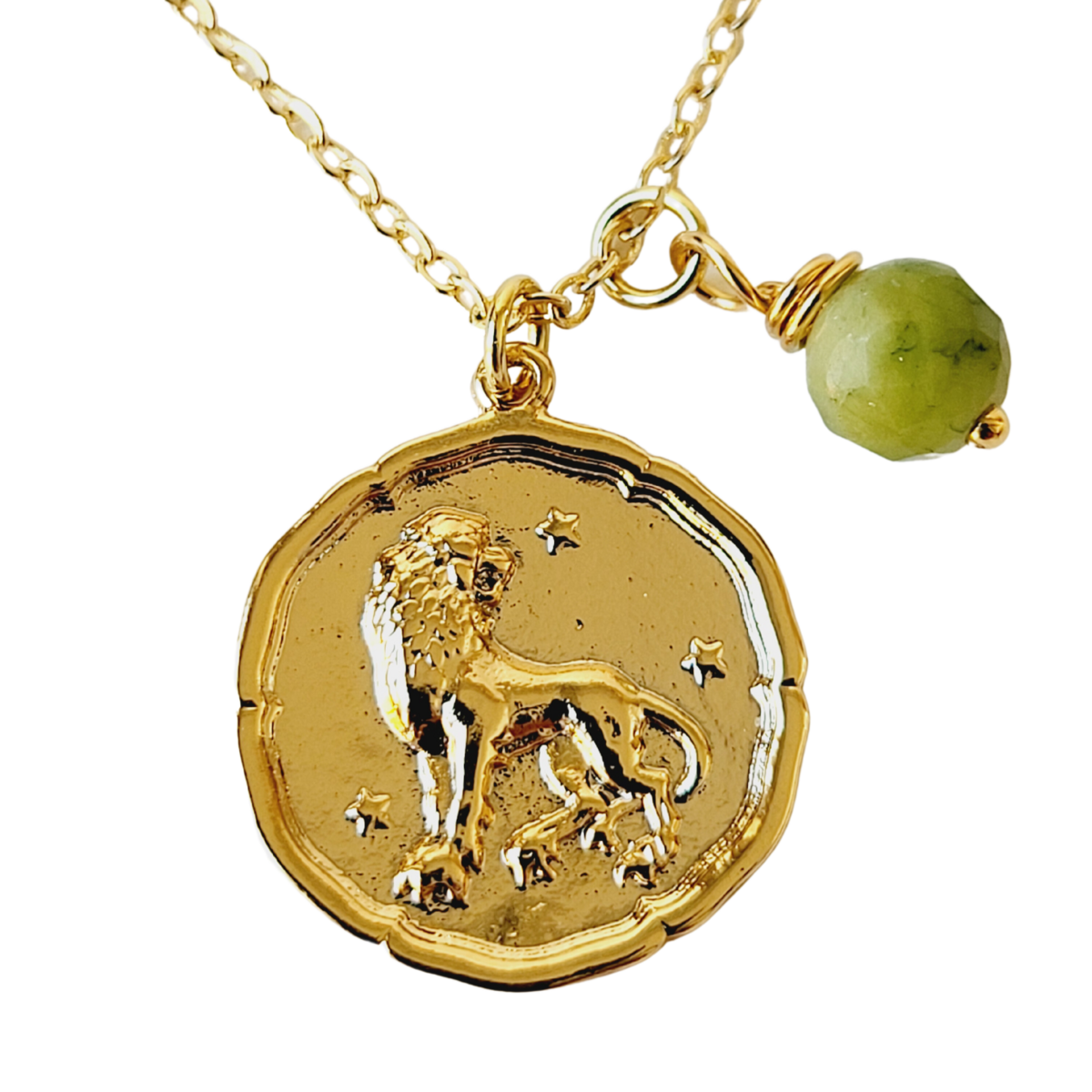 Zodiac Medallion Disc Necklace - Birthstone Pendant