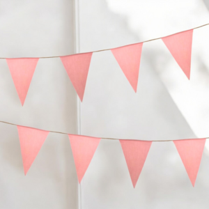 Pink fabric flag line - 10 meters - 100% cotton