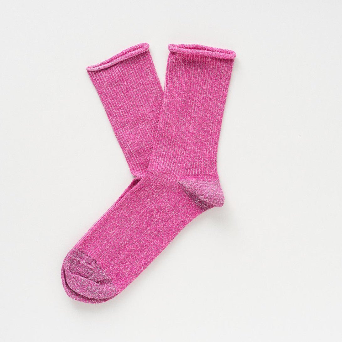 KLUE Glitter Lurex sokken van milieuvriendelijk Lyocell | Fuchsia