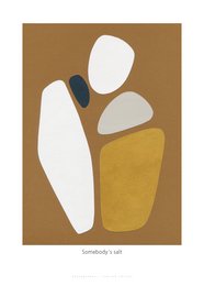 Abstract wall art featuring organic shapes in neutral tones of brown, yellow, and white. Available in two sizes: 30x40 and 50x70.