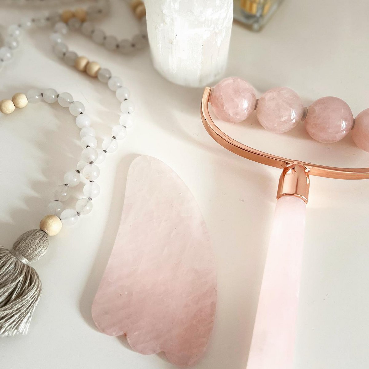 Rose Quartz Body Massage Roller by Venuray
