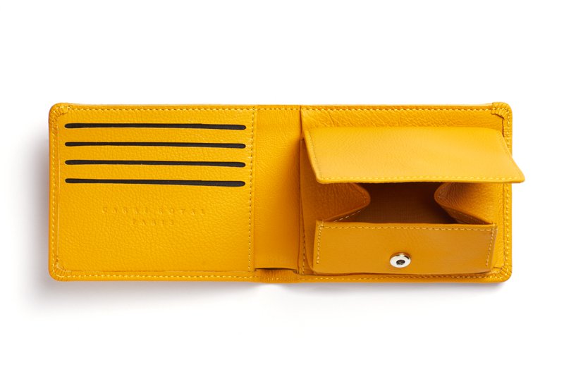Portefeuille minimaliste jaune avec poche à monnaie