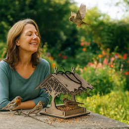Hölzerne Vogelfutterleiter, minimalistischer Akzent für Garten, Hof und Terrasse