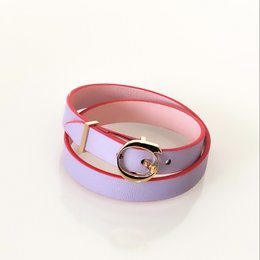 DUO TWIST læderarmbånd Pink - Lila