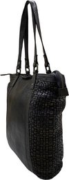Arrigo Ladies Shopper - sort flettet læder med lynlås
