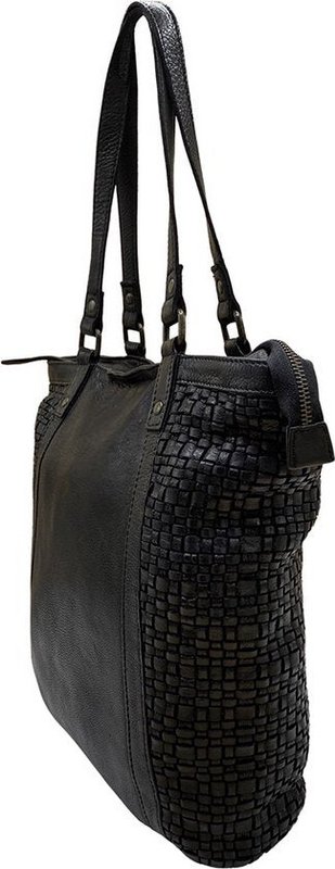 Arrigo Ladies Shopper - sort flettet læder med lynlås