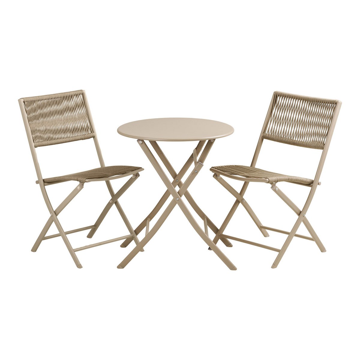 Arcas Bistro set, 2 chairs and 1 table, polyester/steel, taupe