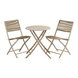 Arcas Bistro set, 2 chairs and 1 table, polyester/steel, taupe