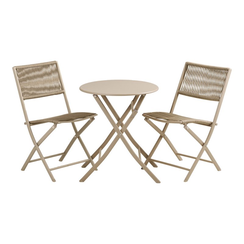 Arcas Bistro set, 2 chairs and 1 table, polyester/steel, taupe